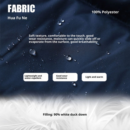 Neuer Wintermantel für Damen mit 90 % weißen Entendaunen, abnehmbarer Kapuze, dick, warm und locker geschnitten