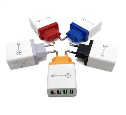 USB-Ladegerät Quick Charge 3.0 4-fach Adapter für Tablets, tragbares Wandladegerät, Schnellladegerät