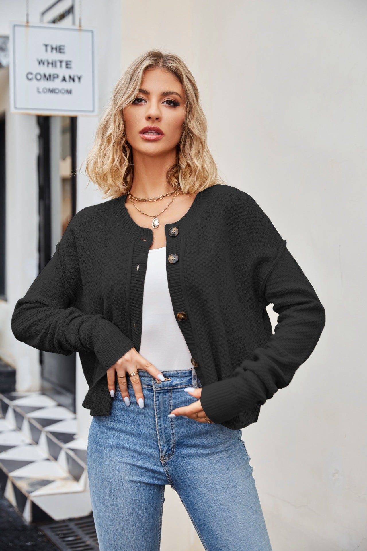 Strickjacken für Damen, Herbst und Winter, Strickjacke mit einem Knopf, ideal für Pendler,