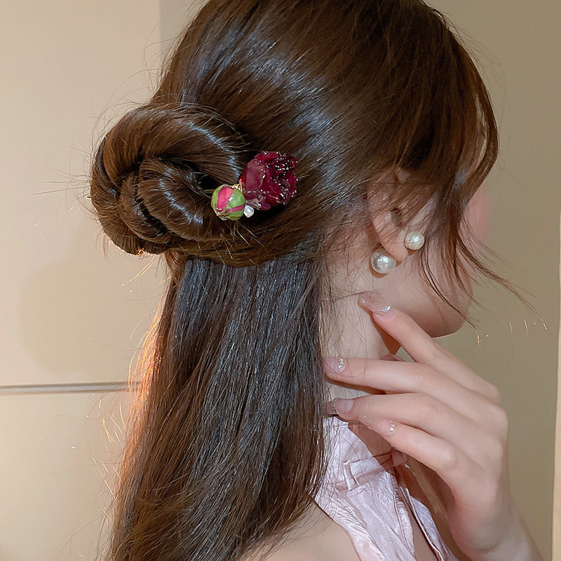 Retro Rose Pearl New Chinese Style Hairpin