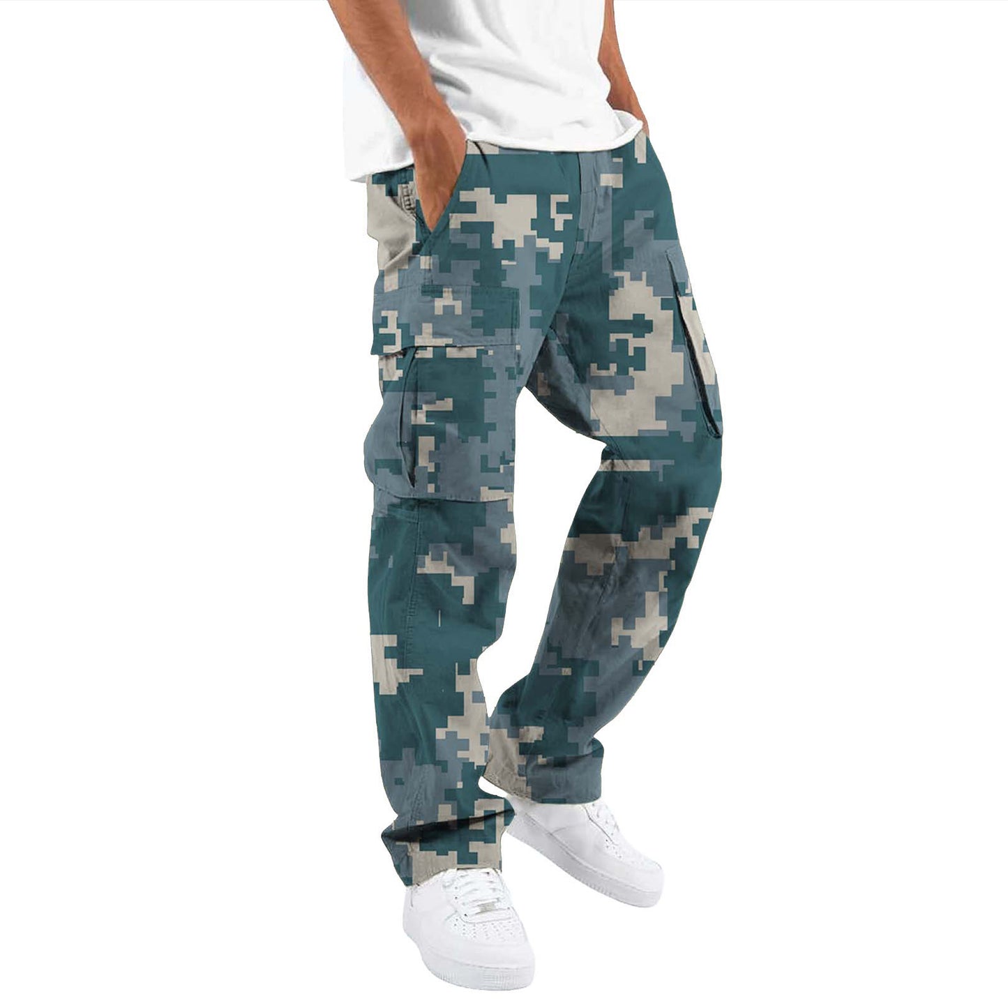 Fashion Camouflage Overalls Men's Printing Fashion Outdoor Overalls Straight Rope Overalls Men's ClothingMen's Pants Casual