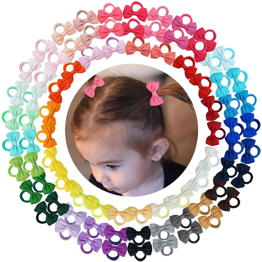 40–80 Stück Mini-Haargummis mit Schleifen, Baby-Haargummis, weiche Haargummis, Haargummis, Haaraccessoires für Babys und Kleinkinder, mehrfarbig