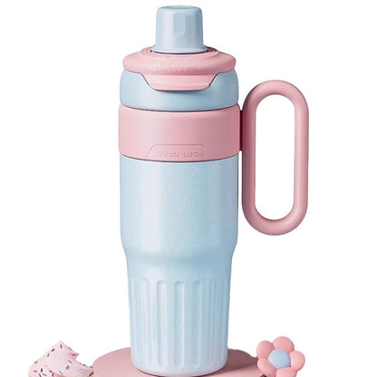 780 ml Thermobecher mit Farbverlauf, Edelstahl, doppelt, mit Deckel, Kaffeebecher, Thermoskanne mit großem Fassungsvermögen, Strohhalmbecher für Damen und Herren