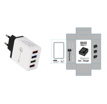 USB-Ladegerät Quick Charge 3.0 4-fach Adapter für Tablets, tragbares Wandladegerät, Schnellladegerät
