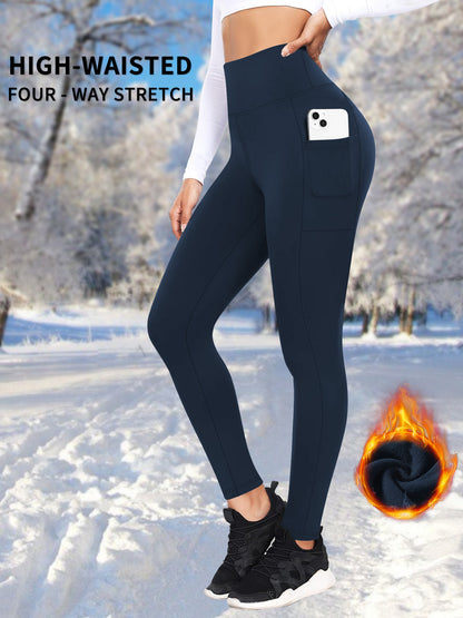 Autumn And Winter Warm Pocket Plus Velvet Yoga Pants