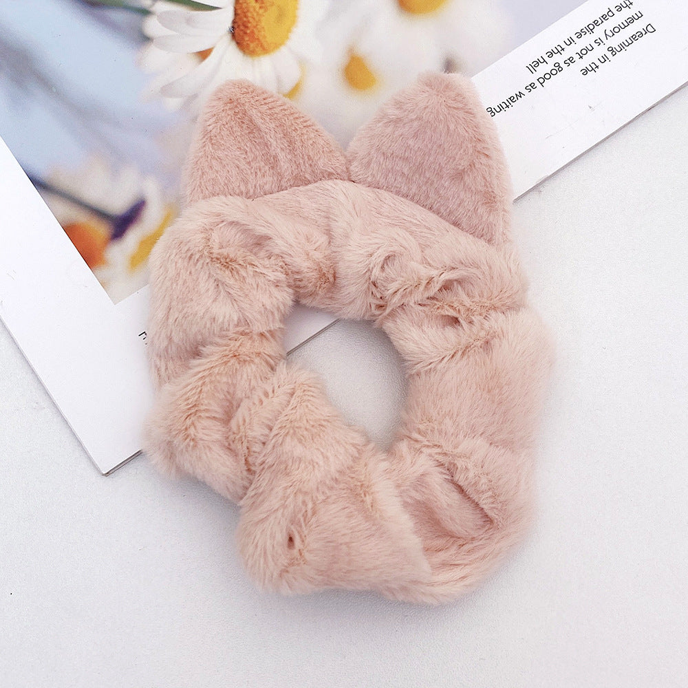 Plush Simple Cat Ears Large Intestine Hair Ring