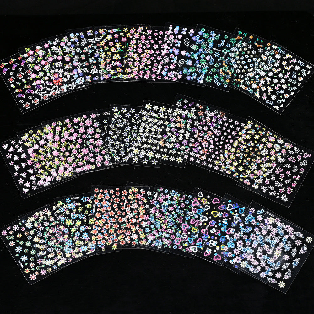 Frühlingsfrische Nagelsticker mit künstlichen Blumen im japanischen Stil – Dekorative Nagelsticker mit Liebesmotiv