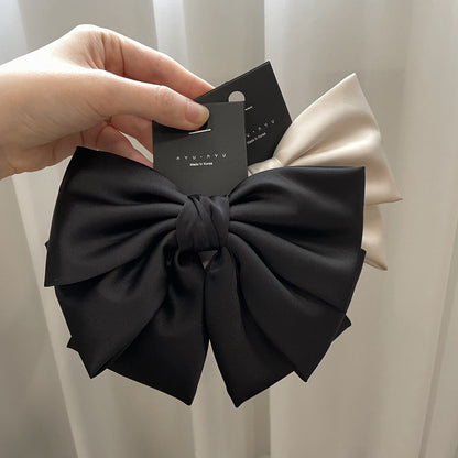 Women's Solid Color Drape Satin Bow Barrettes