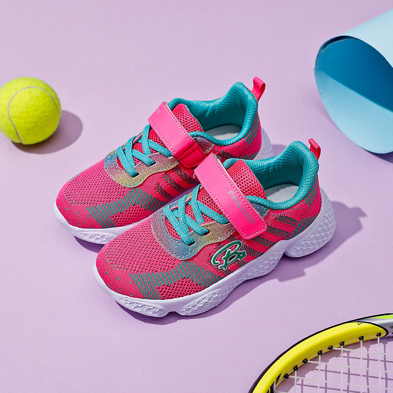 Sommerliche Kinder-Freizeit-Sportschuhe mit gewebtem Obermaterial und EVA-Sohlen für Mädchen