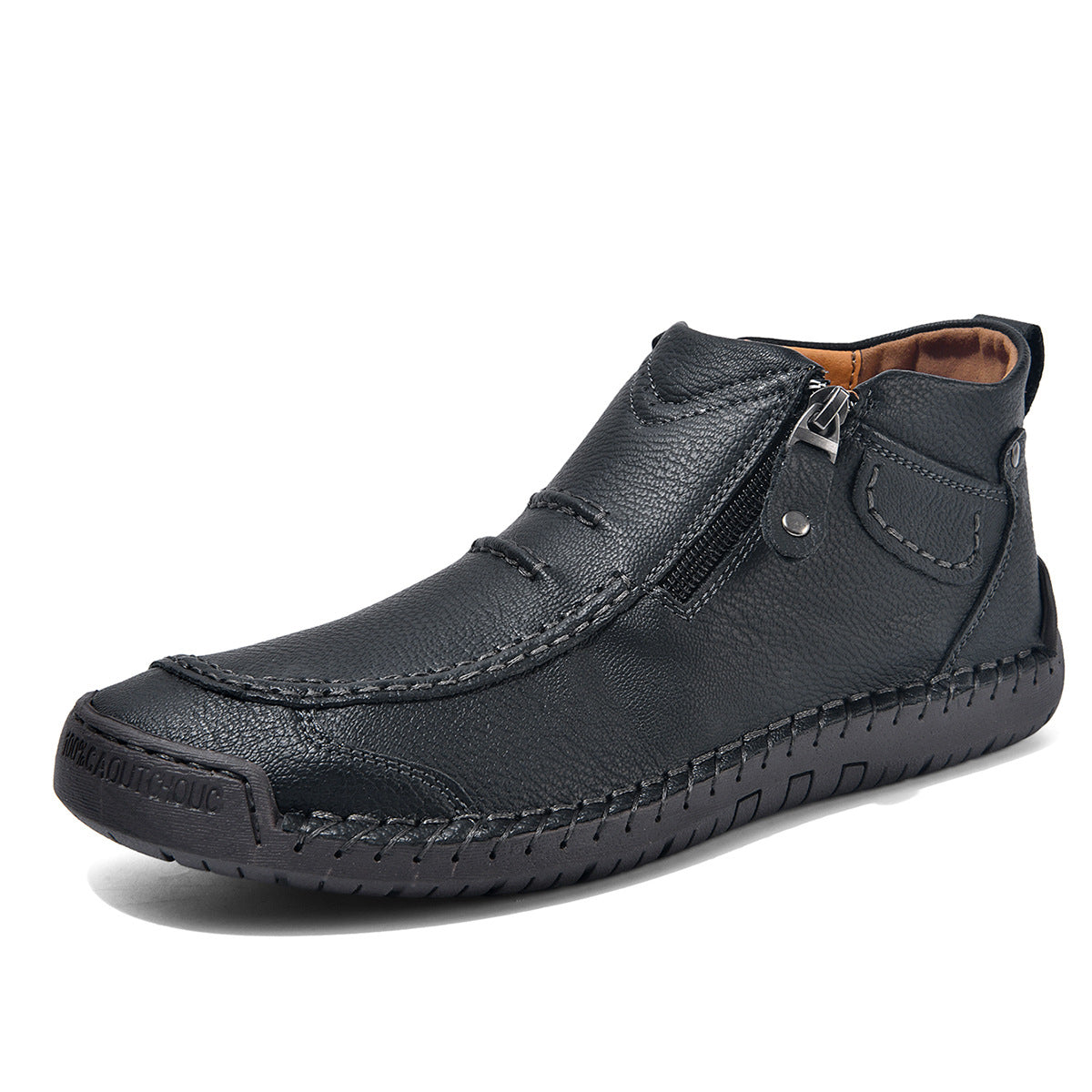 Herren-Flats, Stiefeletten, modisch, lässig, mit seitlichem Reißverschluss, elegante Pendlerschuhe