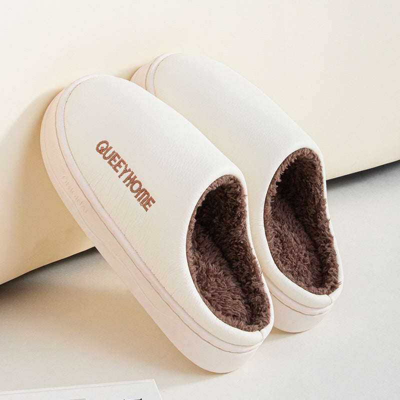 Wasserdichte Winter-Baumwollpantoffeln für draußen, rutschfest, mit Fleece gefüttert, Plateausohle für Herren