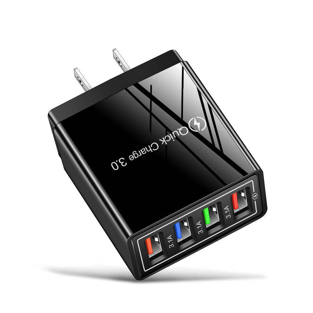 USB-Ladegerät Quick Charge 3.0 4-fach Adapter für Tablets, tragbares Wandladegerät, Schnellladegerät