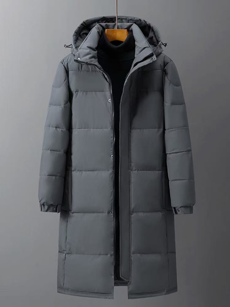 Mittellange Winter-Daunenjacke mit Kapuze für Damen und Herren (Paar)