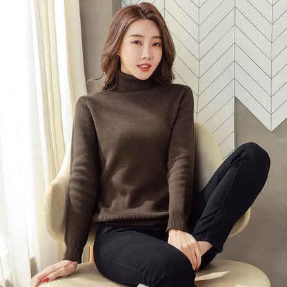 Fleece-Rollkragenpullover, warm, elegant, dick gestrickt, Damenbekleidung