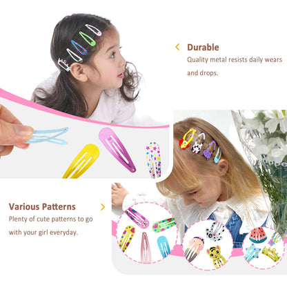 Haarspangen für Mädchen, 100 Stück, rutschfeste Metallclips, Haarspangen für Kinder, Teenager und Frauen, niedliche Haarspangen in Bonbonfarben mit Cartoon-Motiven wie Tieren, Früchten, Kronen und Sternen