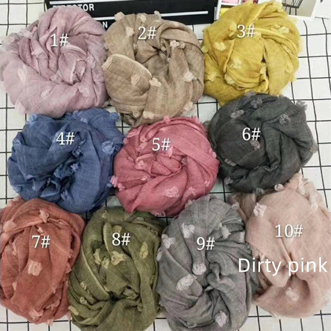 Tie Dye Cotton Linen Ball Scarf Ladies Muslim