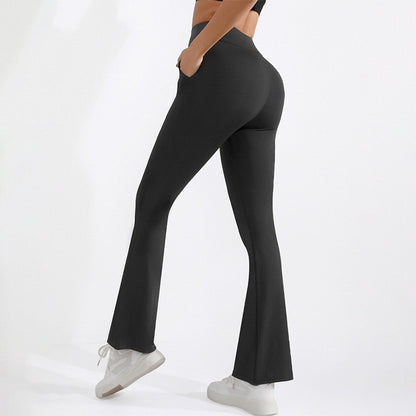 Women's High Waist Hip Lift Stretch Brushed Pocket Shark Pants