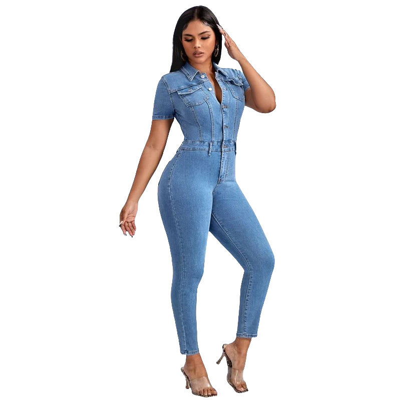 Fashion Skinny Denim Jumpsuit Women's Jeans