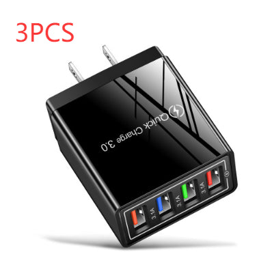 USB-Ladegerät Quick Charge 3.0 4-fach Adapter für Tablets, tragbares Wandladegerät, Schnellladegerät