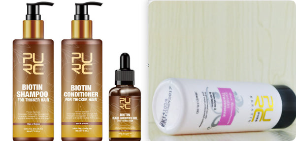 PURC Haarpflege Ingwer Biotin Dreiteiliges Shampoo Conditioner Reparatur Trockene und Frizz Ätherisches Öl