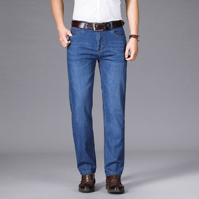 Herren-Jeans aus gefüttertem Fleece, geradem Bein, lockerer Passform, dick gefüttert, warm und lässig