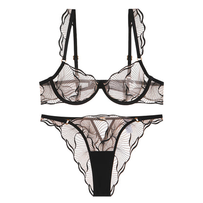 French Ultra-thin Pure And Seductive Embroidered Lace Lingerie Set