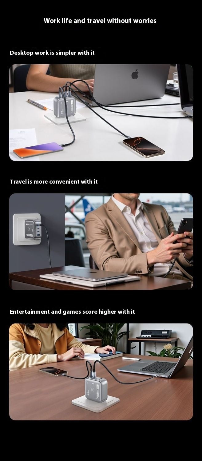 Galliumnitrid-Ladegerät mit Mehrfachanschluss und PD-Schnellladefunktion