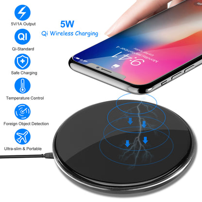 1Pc Wireless Charger Qi-Certified Ultra-Slim 5W Charging Pad For IOS Phone XS MAX XR XS X 8 8 Plus Galaxy S10 S9 S8 S7