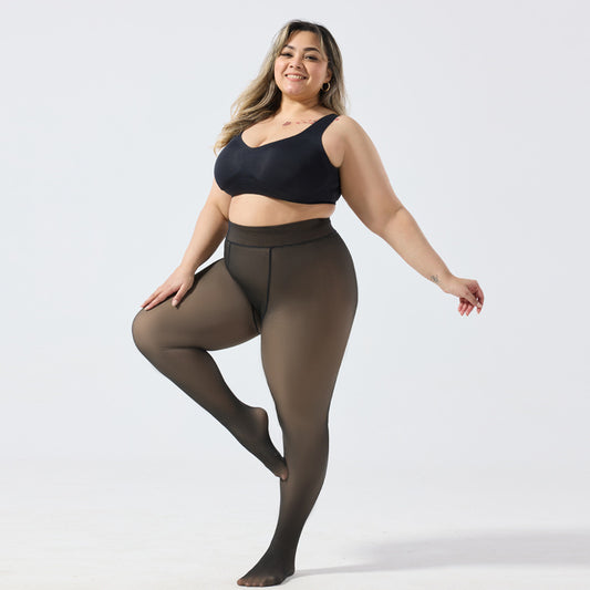 Schwarze, transparente, weiche Einteiler-Hose für Damen mit extra dicker Verarbeitung