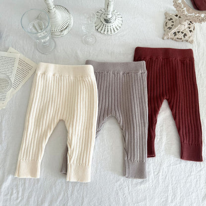 Kinderbekleidung Baby-Leggings aus gestrickter Baumwolle und Wolle mit elastischem Bund