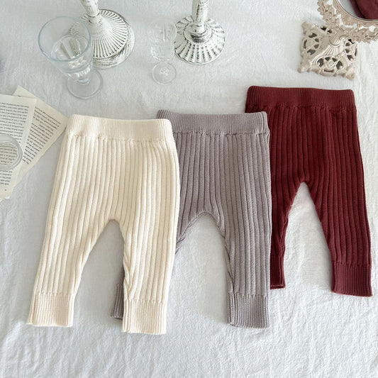 Kinderbekleidung Baby-Leggings aus gestrickter Baumwolle und Wolle mit elastischem Bund