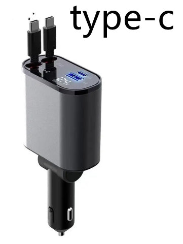 Metall-Autoladegerät 100W Superschnellladung Kfz-Zigarettenanzünder USB- und Typ-C-Adapter