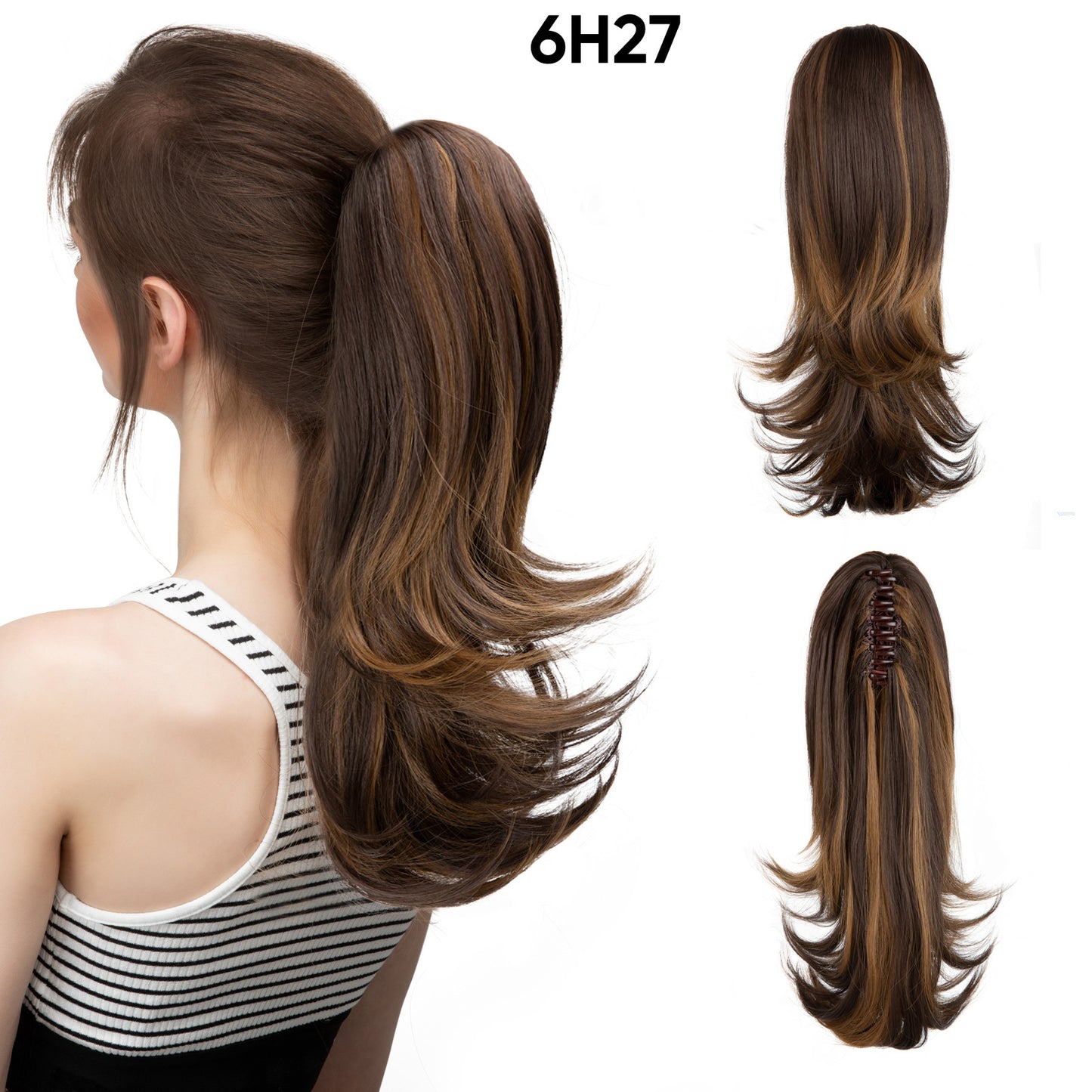 Seidenperücke für Damen, langes Haar, leicht gelockt, kurze Locken