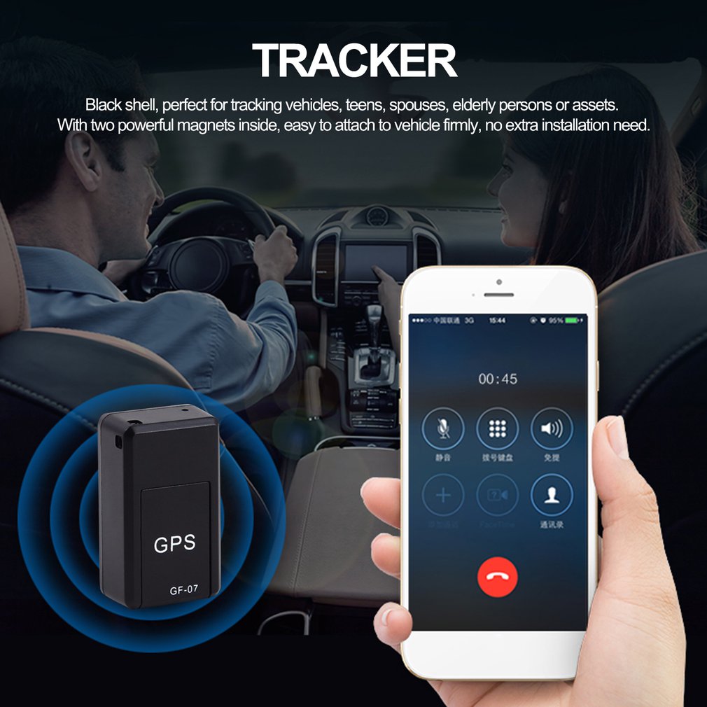 Magnetischer Mini-Auto-Tracker mit GPS, Echtzeit-Ortungsgerät, Aufzeichnungsfunktion, Anti-Verlust-Funktion, wiederaufladbar
