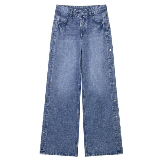 Damen-Jeans mit hohem Bund, weitem Bein und geradem Schnitt