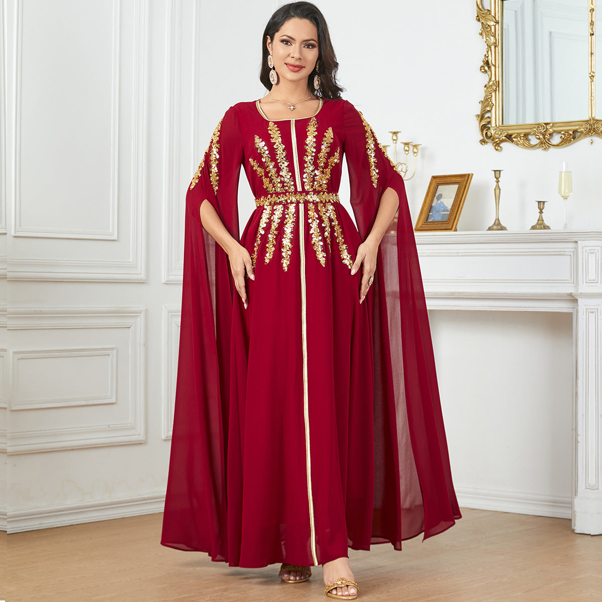 Arabisches Damen-Gewand, super lange Ärmel, muslimisches Kleid
