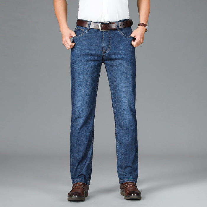 Herren-Jeans aus gefüttertem Fleece, geradem Bein, lockerer Passform, dick gefüttert, warm und lässig