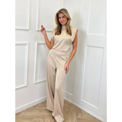 Backless Evening Dress Jumpsuit Solid Color Casual Straight Pants