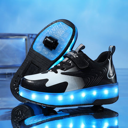 Children's Rechargeable Two-wheel LED Light-up Shoes