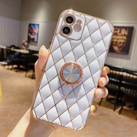 Handyhülle mit Ringhalter aus galvanisiertem Lammleder