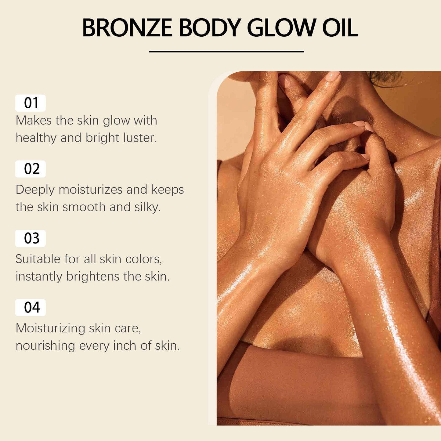 Bronzefarbenes, wasserfestes und feuchtigkeitsspendendes Massage-Körperöl