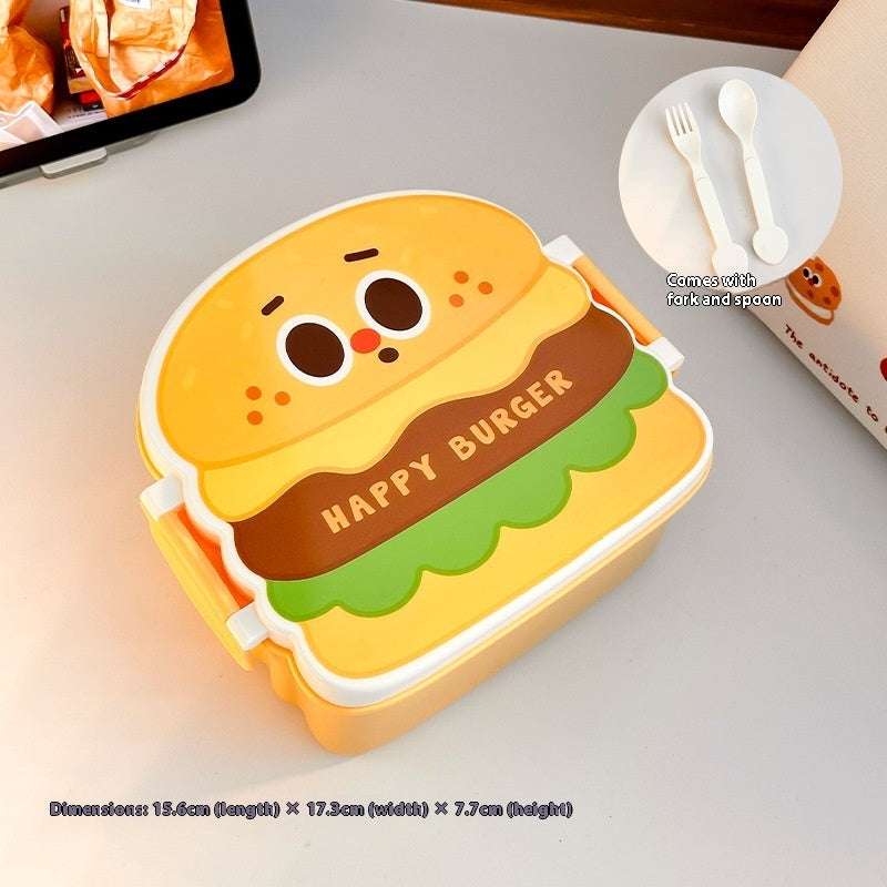 Student Hamburger Lunch Box Salad Fruit With Separate Fresh-keeping Food Box