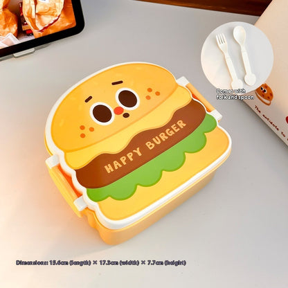 Student Hamburger Lunch Box Salad Fruit With Separate Fresh-keeping Food Box
