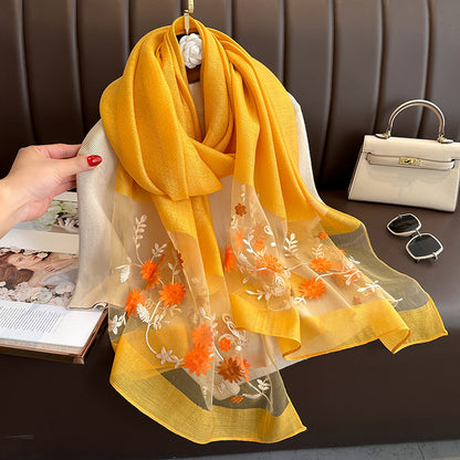 Elegant All-match Embroidered Summer Sunscreen Scarf