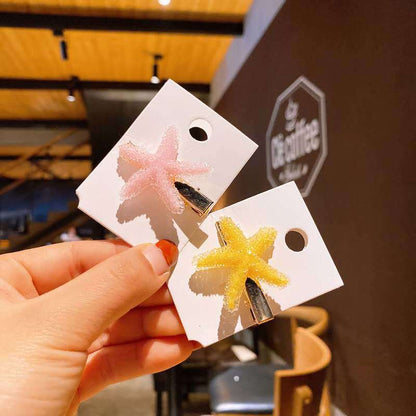 Koreanische Kristall-Seestern-Haarspange, seitliche Damen-Haarspange, Entenschnabel-Haarspange, Macaron-Haarspange