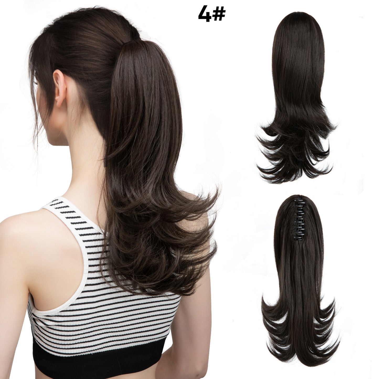 Seidenperücke für Damen, langes Haar, leicht gelockt, kurze Locken