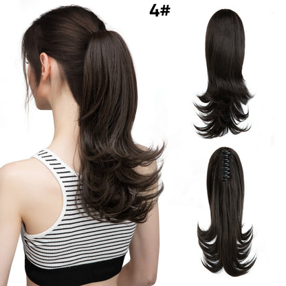 Seidenperücke für Damen, langes Haar, leicht gelockt, kurze Locken