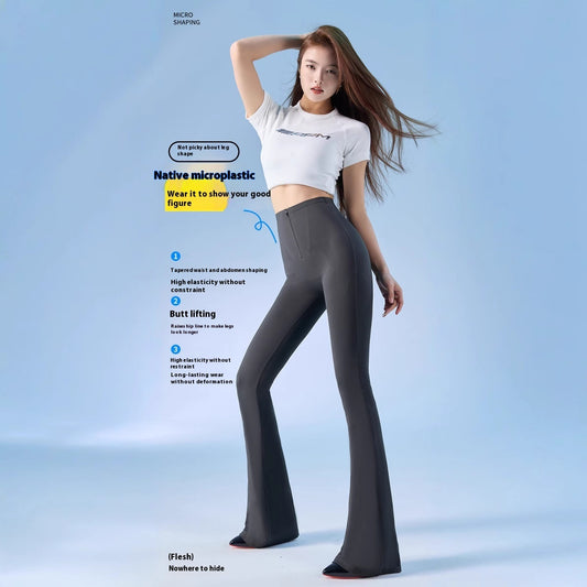 Hochtaillierte Yogahose im Meerjungfrauen-Stil mit ausgestelltem Bein und Hüfthebung