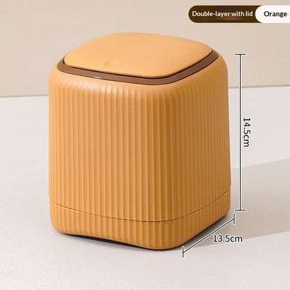 Übergroßer, doppelwandiger Mini-Tischmülleimer mit Deckel für bequeme Benutzer