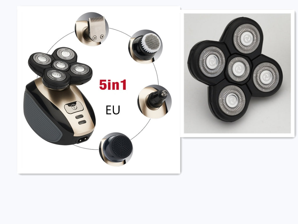 5-in-1 Multifunktions-Elektrorasierer mit 5 Klingen für Herren, wiederaufladbar, für Kopfrasur, Bart- und Nasenhaartrimmer